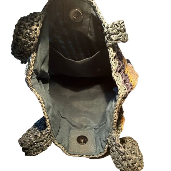 Handmade Women's Multicolor Colorblock Crochet Tote Bag Medium NWOT - Picture 6 of 6